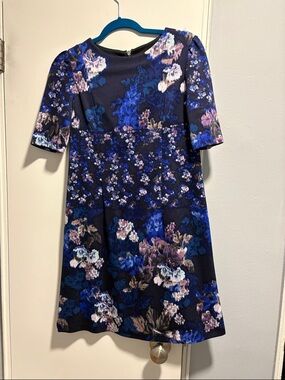Betsey Johnson Navy Floral Mini Dress with Blue & Purple Accents